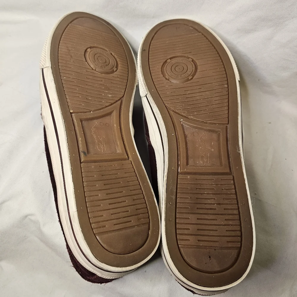 Polo Ralph Lauren Vaughn Shoes - Men's Size 10 - Burgundy Suede Slip-On Sneakers